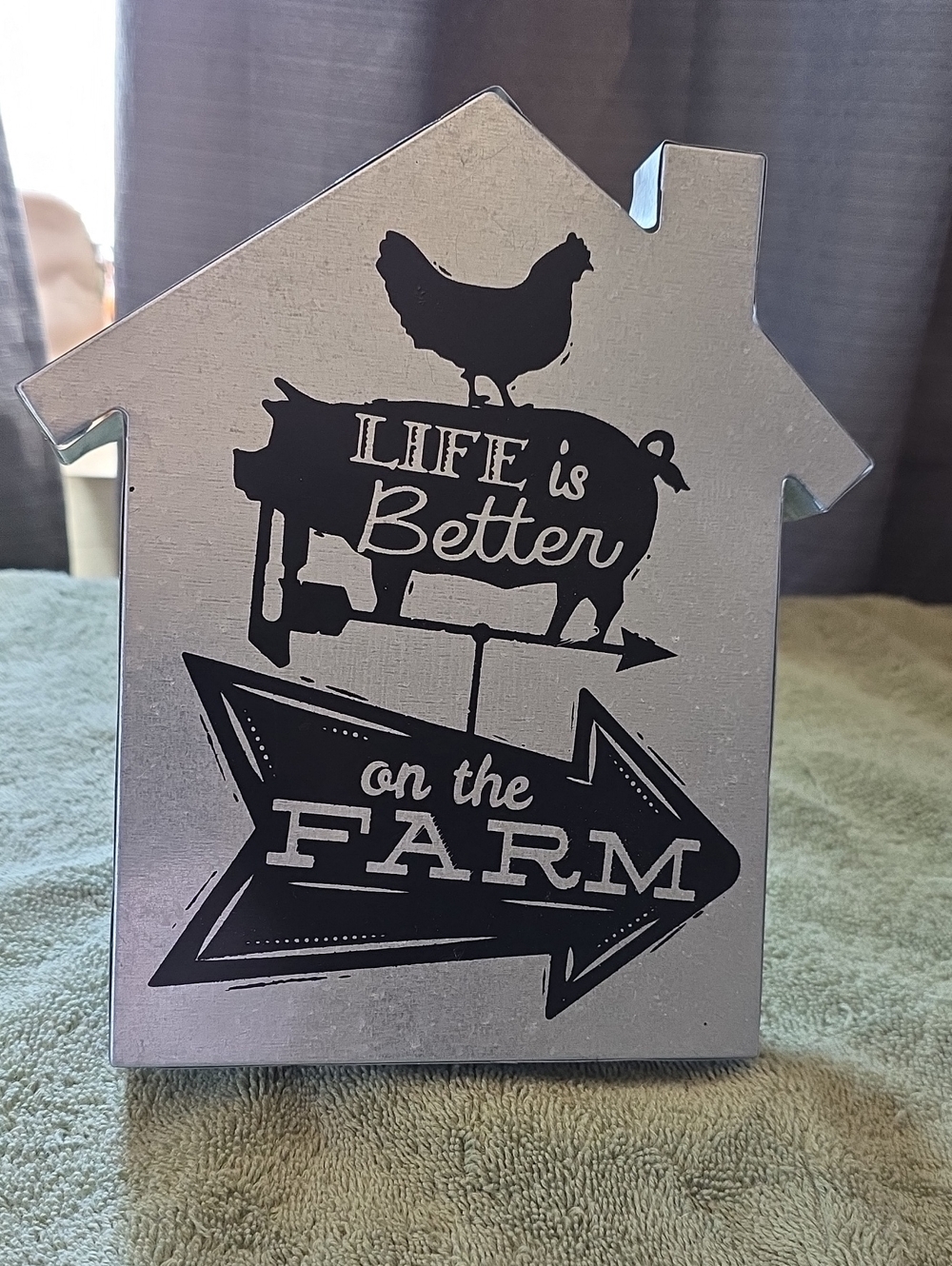Farmhouse Wall Sign - Silver 'Life is Better on the Farm'
